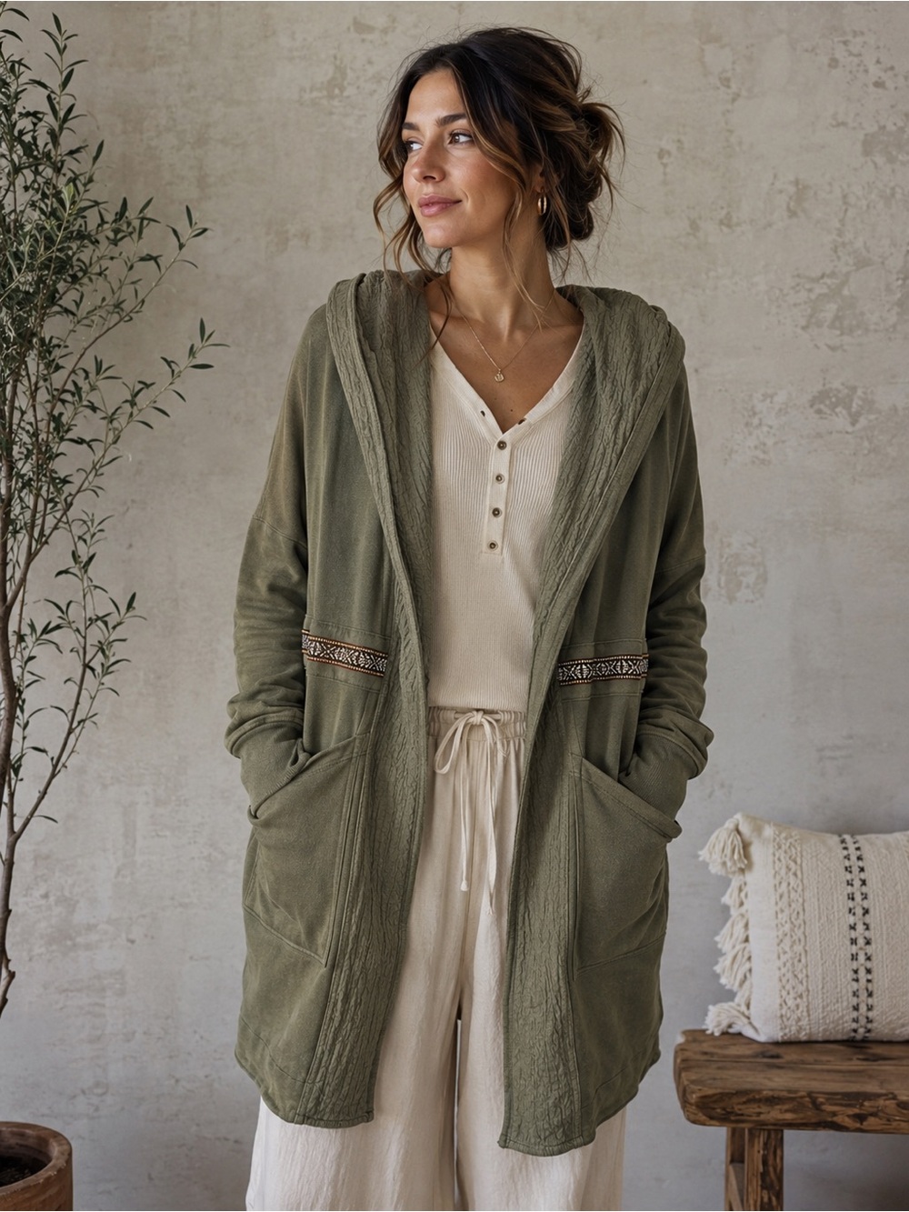 Bundle & Save 3 for $30 Free People Cardi/Jacket Oversized Hooded /Moss Green